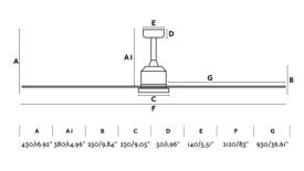 Ventilador Cies FARO - Ventilador con luz LED 210cm. Ø