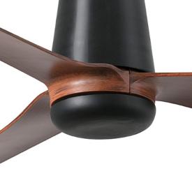 Ventilador Punt Tub M FARO Negro Nogal - sin luz. 130cm.Ø