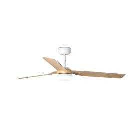 Ventilador Punt FARO Blanco / Madera con luz LED 130cm.Ø