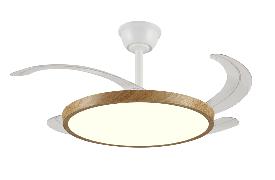 Ventilador Retractil Melody-L Blanco/Madera P&B - Motor DC. 48-108cmØ.