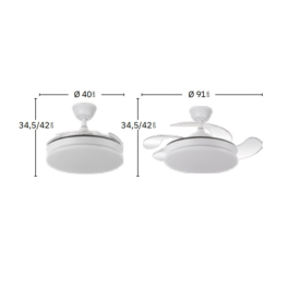 Ventilador Tridente Mini Fabrilamp Negro - Motor DC Ø91cm