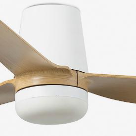 Ventilador Punt Tub M FARO Blanco Madera - Luz LED 130cm.Ø