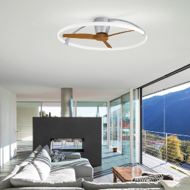 Ventilador Nepal Mantra - Plata/Madera Motor DC Luz LED Ø105cm.