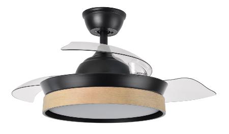 Ventilador Iglu Mini Negro Madera Fabrilamp - Motor DC Ø91cm