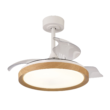 Ventilador Mistral Mini Mantra - Blanco Madera Motor DC Luz LED Ø45-91cm.