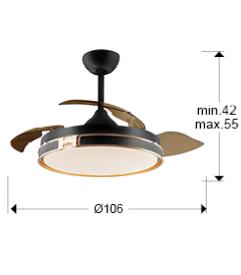 Ventilador Heron Schuller - Negro Oro Dimable Motor DC LED Ø106cm