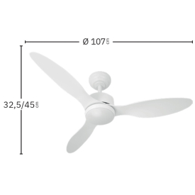 Ventilador Serpa Blanco Haya Fabrilamp - Motor DC Ø107cm