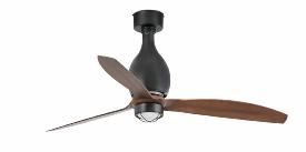 Ventilador Mini Eterfan Negro / Madera Luz Led - FARO - Motor DC 128cm.Ø