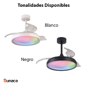 Ventilador Siberia Mini Mantra - Negro RGB Motor DC Luz LED Ø45-91cm.