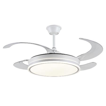 Ventilador retractil Ambra-XL P&B Blanco - Motor DC. luz LED. 50-122cmØ.