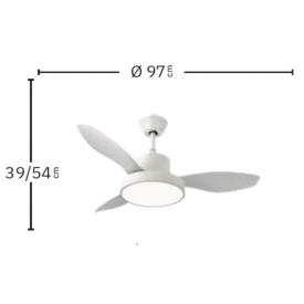 Ventilador Hayate Mini Niquel-Haya Fabrilamp - Motor DC, luz LED Ø97cm