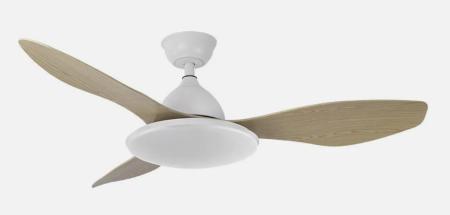 Ventilador Yael Blanco Madera Fabrilamp - Motor DC, luz LED Ø122cm