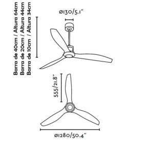 Ventilador Justfan FARO - oro viejo. Motor DC. 128cm. Ø