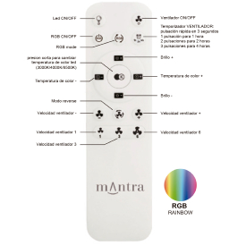 Ventilador North Mini Mantra - Blanco RGB Motor DC Luz LED Ø43-91cm.