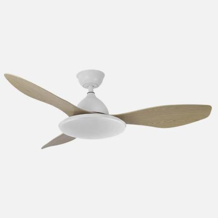 Ventilador Yael Blanco Madera Fabrilamp - Motor DC, luz LED Ø122cm