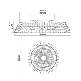 Ventilador Himalaya Mantra - Negro Luz LED Domotico 63cm.Ø