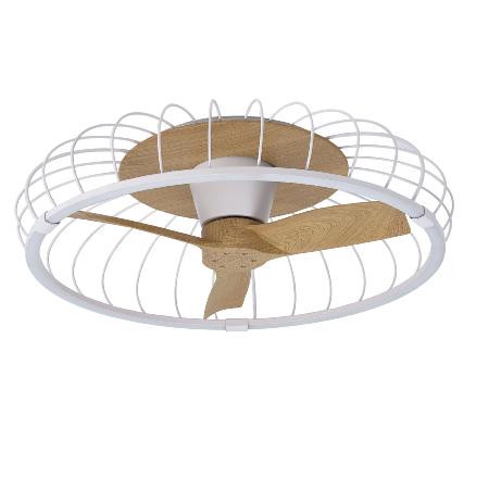 Ventilador NATURE Blanco/Haya - Mantra. Luz LED Ø79cm