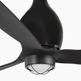 Ventilador Mini Eterfan Negro Mate Luz Led - FARO - Motor DC 128cm.Ø