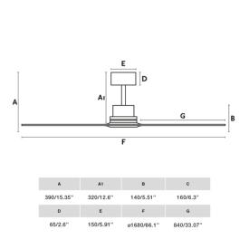 Ventilador Lantau G FARO 168cm. Aspa Pino - MOTOR DC