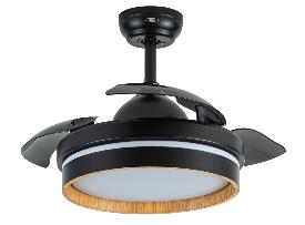 Ventilador Nalon Mini Fabrilamp Negro Madera Oscura - Motor DC Ø91cm