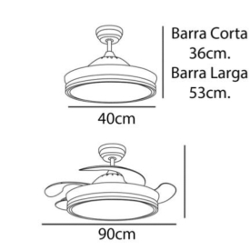 Ventilador Calima S Negro MIMAX Motor DC Ø40-90cm LED