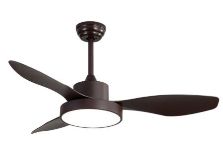 Ventilador Hayate Marron Fabrilamp - Motor DC, luz LED Ø120cm