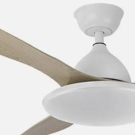 Ventilador Yael Blanco Madera Fabrilamp - Motor DC, luz LED Ø122cm