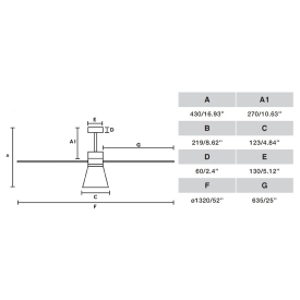 Ventilador AMELIA L CONE Gris FARO - Motor DC - Luz Led Ø132cm