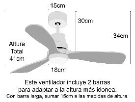 Ventilador GALENA SUNACA - Motor DC. luz LED 105cm Ø.