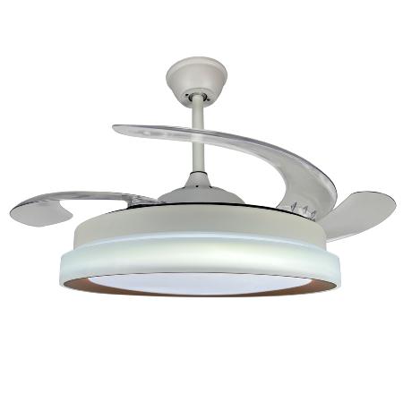 Ventilador Linares Blanco Oro SUNACA - Motor DC. luz LED. 112cm Ø.